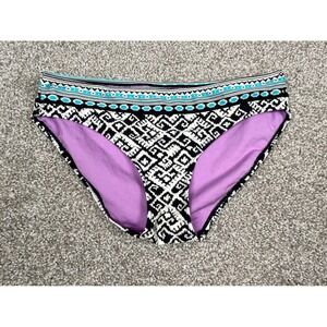 Athleta Bikini Bottom Swim Full Coverage‎ Tummy Control Aztec Print Sz Medium